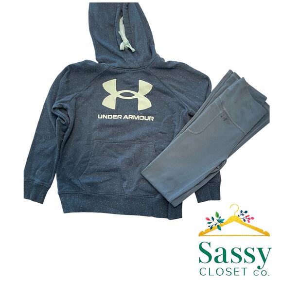 UNDER ARMOUR Hoodie + Bootcut Pants – Gray Flecked Set, Size Small, RN#96510140 - Picture 2 of 13